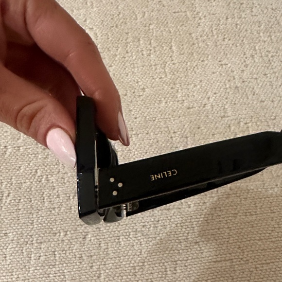 Celine Black Textured sunnies with Gold Accents - Picture 10 of 11